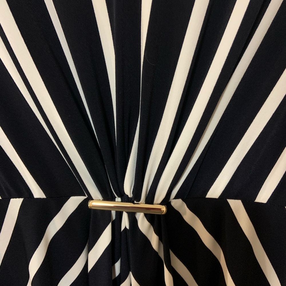 NEW 🇨🇦 Joseph Ribkoff Navy and White Striped Midi Dress - Picture 7 of 9